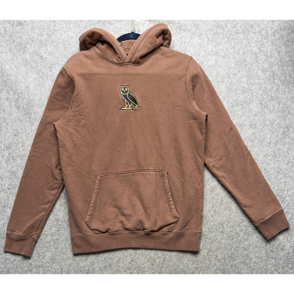 October's Very Own Hoodie Mens Medium Brown Owl Logo Fleece Pullover Sweatshirt